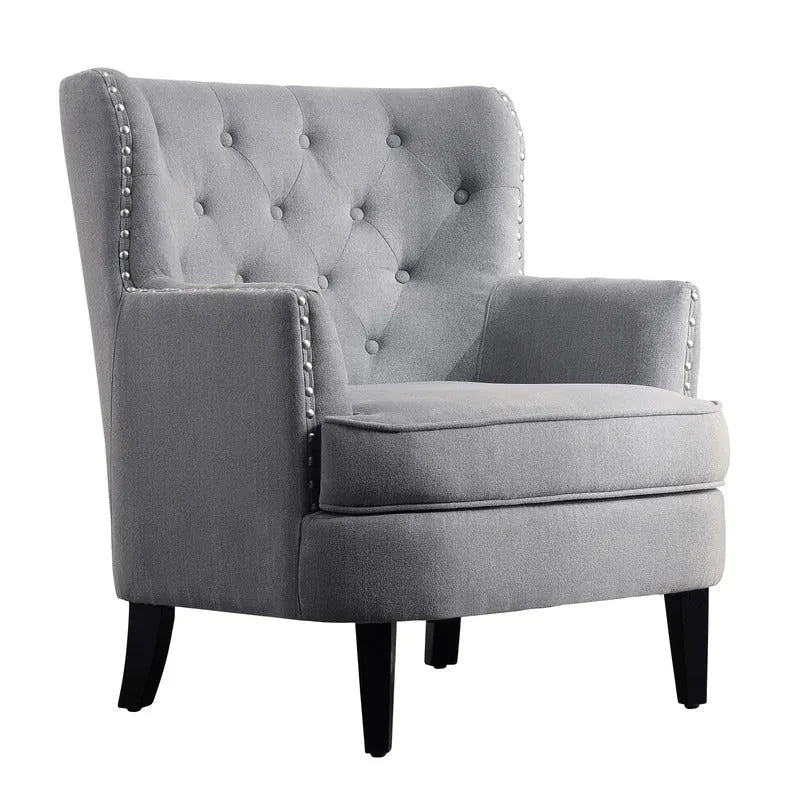 Moser Bay Mignon fauteuil d'appoint à oreilles capitonné en velours / lin 30 de large