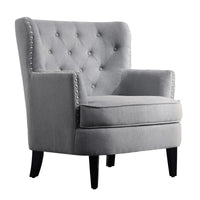 Moser Bay Mignon Fauteuil d'appoint à oreilles capitonné large de 76 cm en velours et lin