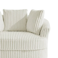 Lot de 2 fauteuils pivotants ronds surdimensionnés en velours côtelé moelleux de 43 po de large avec oreillers