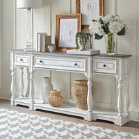 Table console de couloir 183 cm Magnolia Manor Antique White & Weathered Bark