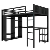 Cadre de lit mezzanine taille Full XL avec penderie intégrée