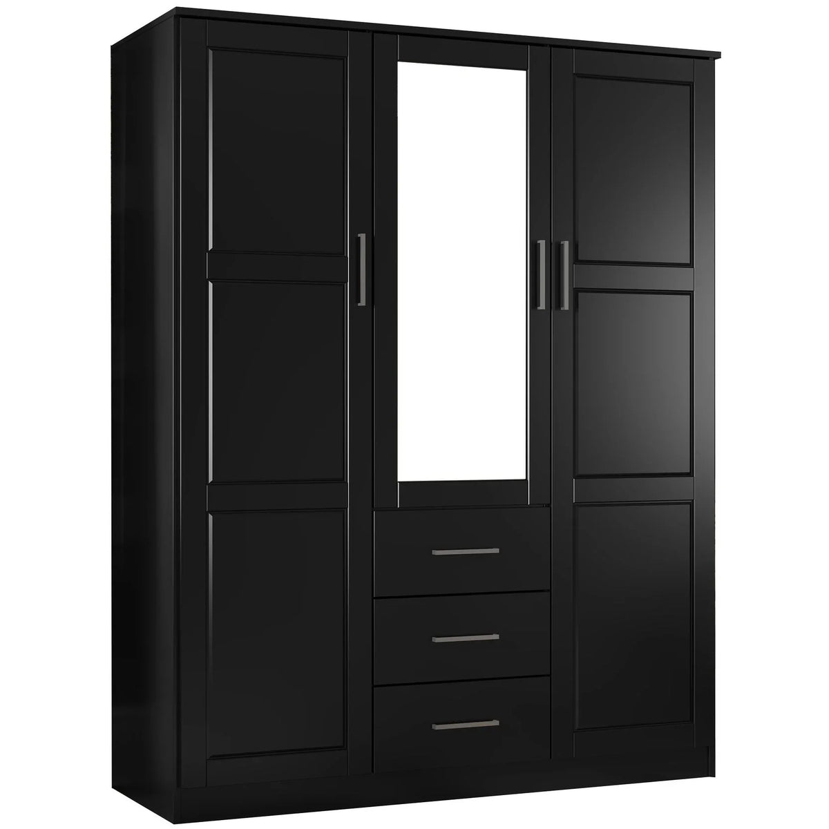 Palace Imports Armoire-penderie Cosmo 3 portes 100% bois massif avec portes en bois massif ou miroir