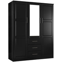 Palace Imports Armoire-penderie Cosmo 3 portes 100% bois massif avec portes en bois massif ou miroir