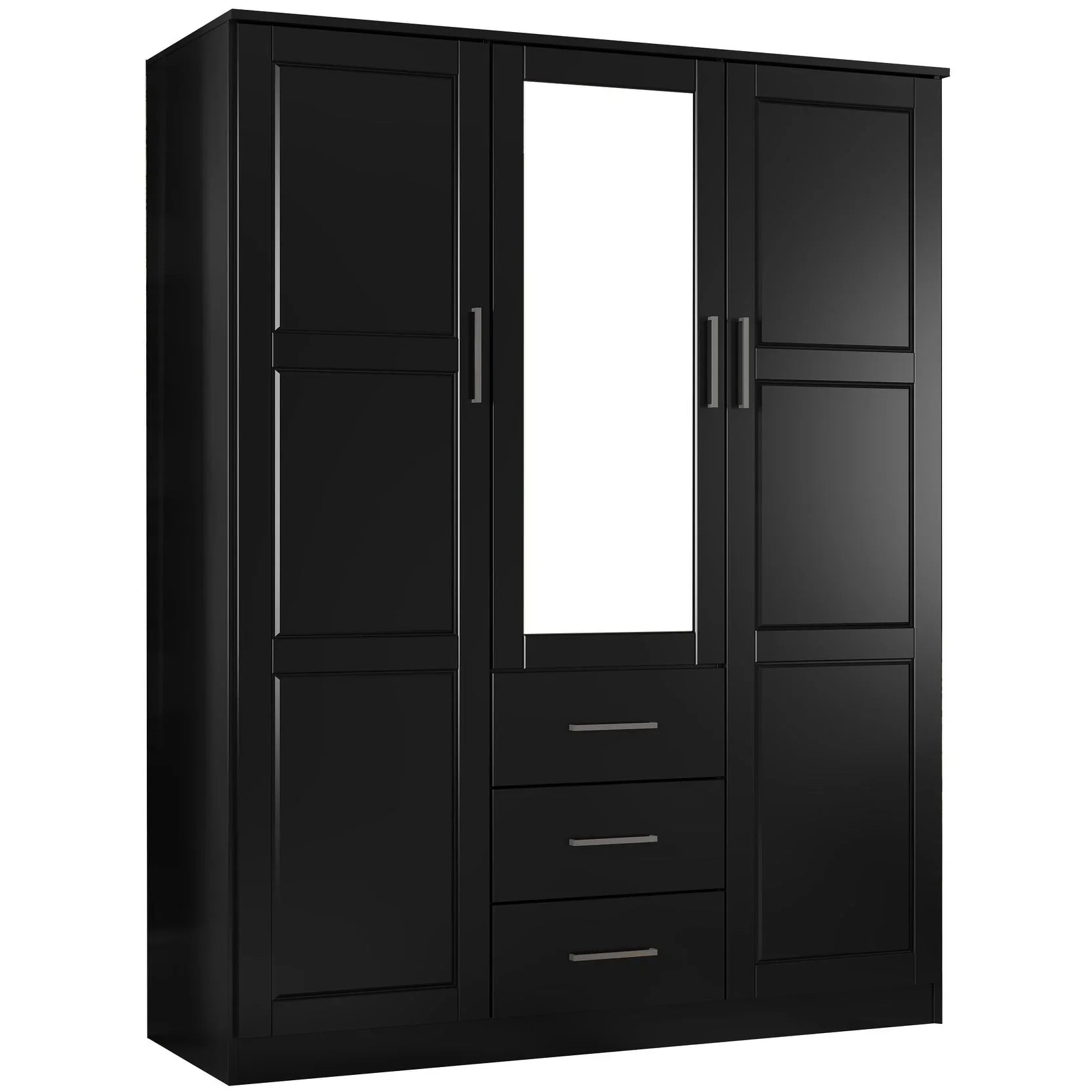 Palace Imports Armoire-penderie Cosmo 3 portes 100% bois massif avec portes en bois massif ou miroir