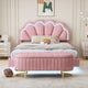 Ensembles de chambre à coucher 2 pièces – Lit plateforme double avec LED et pouf de rangement