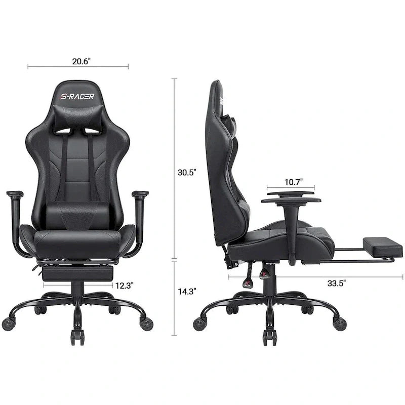 Chaise de jeu avec repose-pieds - Chaise de bureau ergonomique