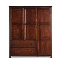 Grain Wood Furniture Armoire Shaker en bois à 3 portes - 60x72x22