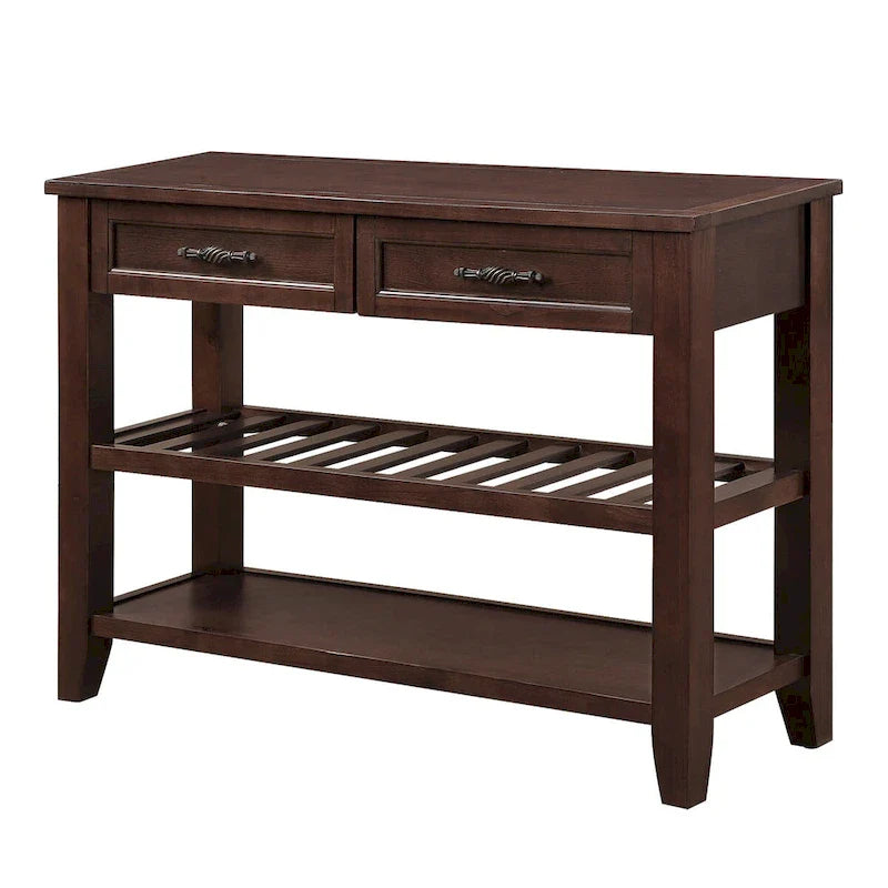 Table console de 42 po avec tiroirs et étagères à niveaux