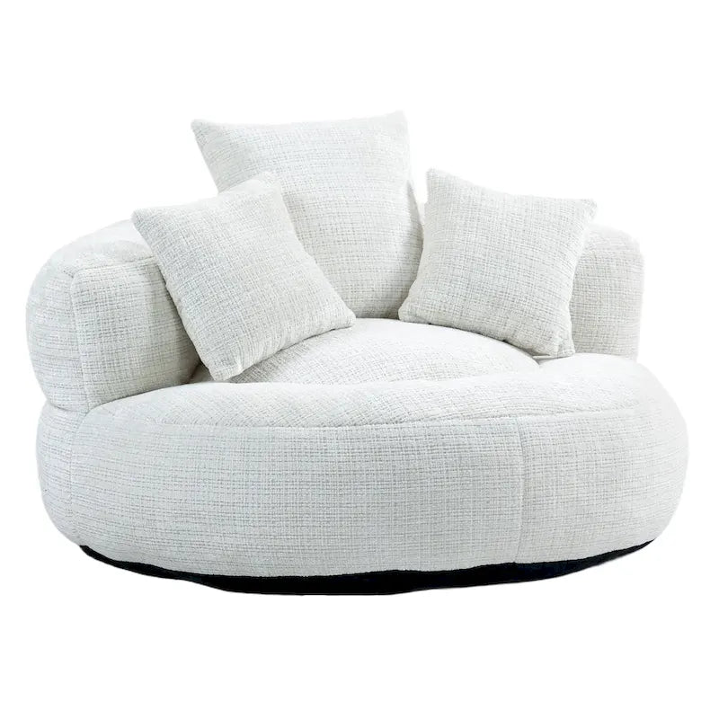 Canapé paresseux à dossier haut en chenille avec 3 coussins et pouf surdimensionné