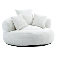 Canapé paresseux à dossier haut en chenille avec 3 coussins et pouf surdimensionné