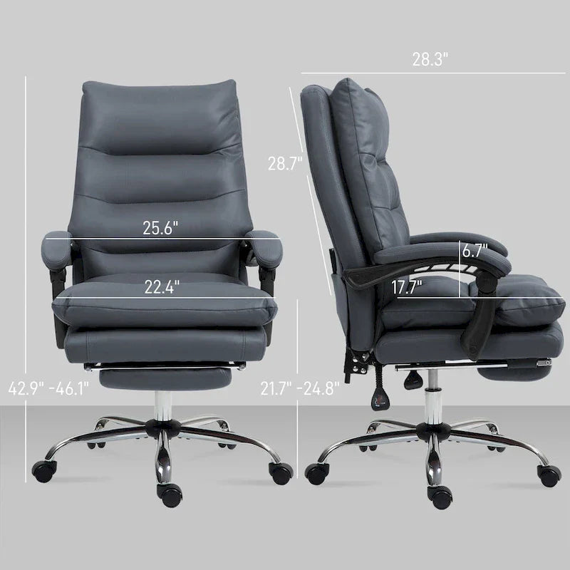 Vinsetto Chaise de bureau de massage inclinable chauffante à vibration en microfibre
