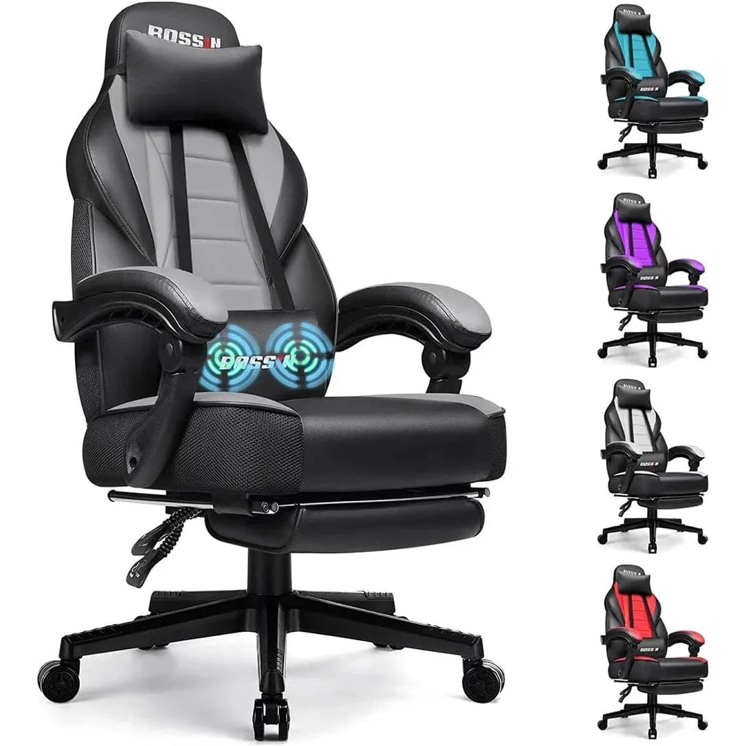 BOSSIN Chaise de gaming style racing, chaise de gamer grande et haute 300 lb à dossier haut chaise informatique