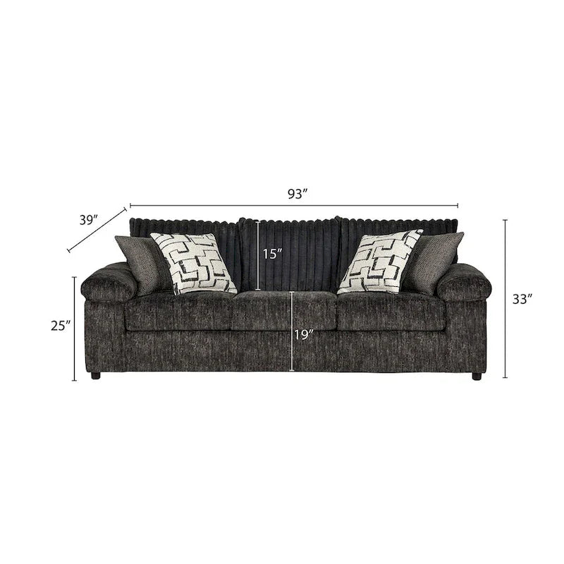 Ensemble canapé et causeuse en velours côtelé à grosses côtes Nason de Roundhill Furniture