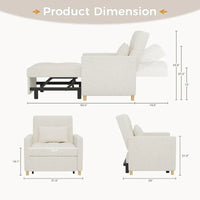 AECOJOY - Fauteuil convertible 3 en 1 avec coussin et dossier inclinable