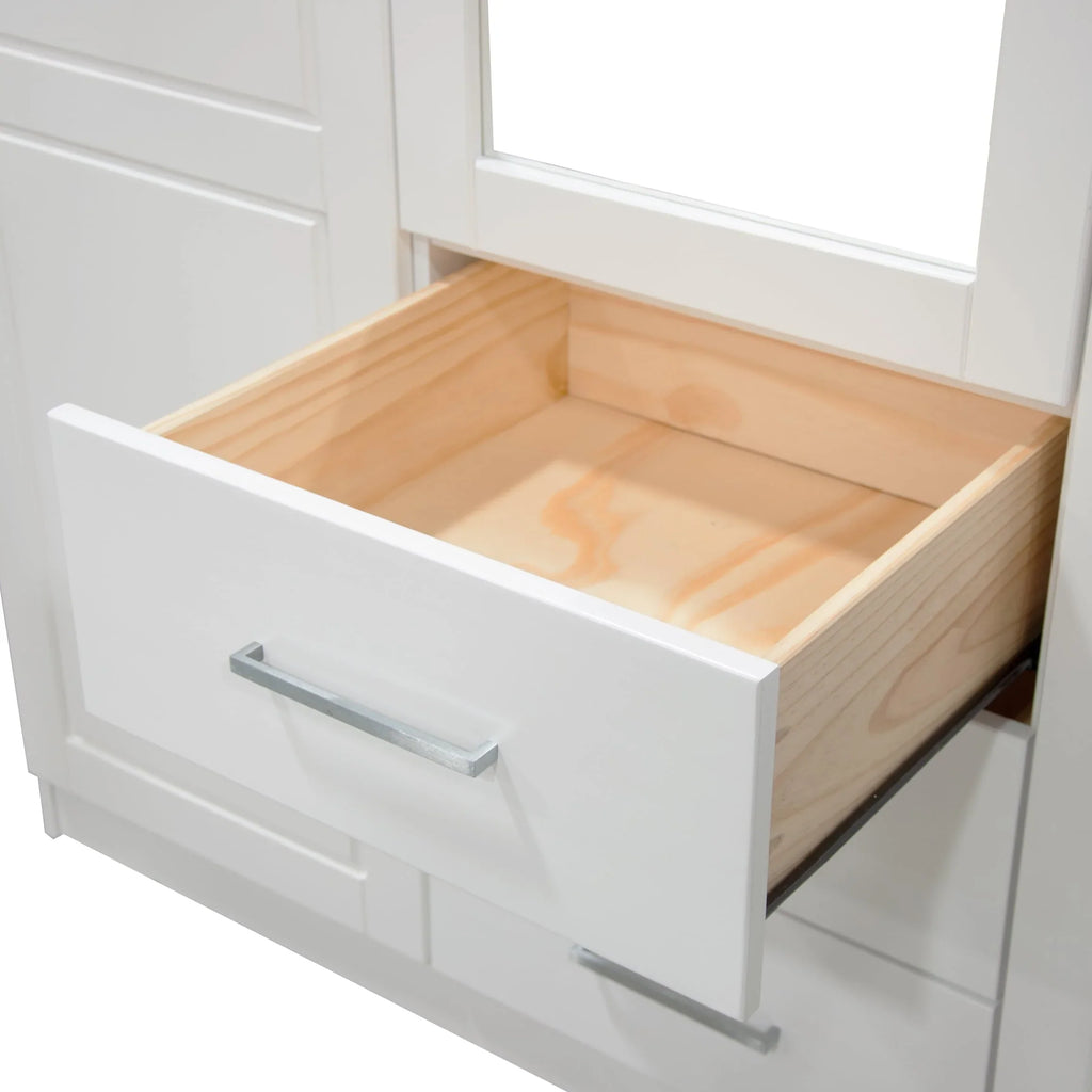 Palace Imports Armoire-penderie Cosmo 3 portes 100% bois massif avec portes en bois massif ou miroir