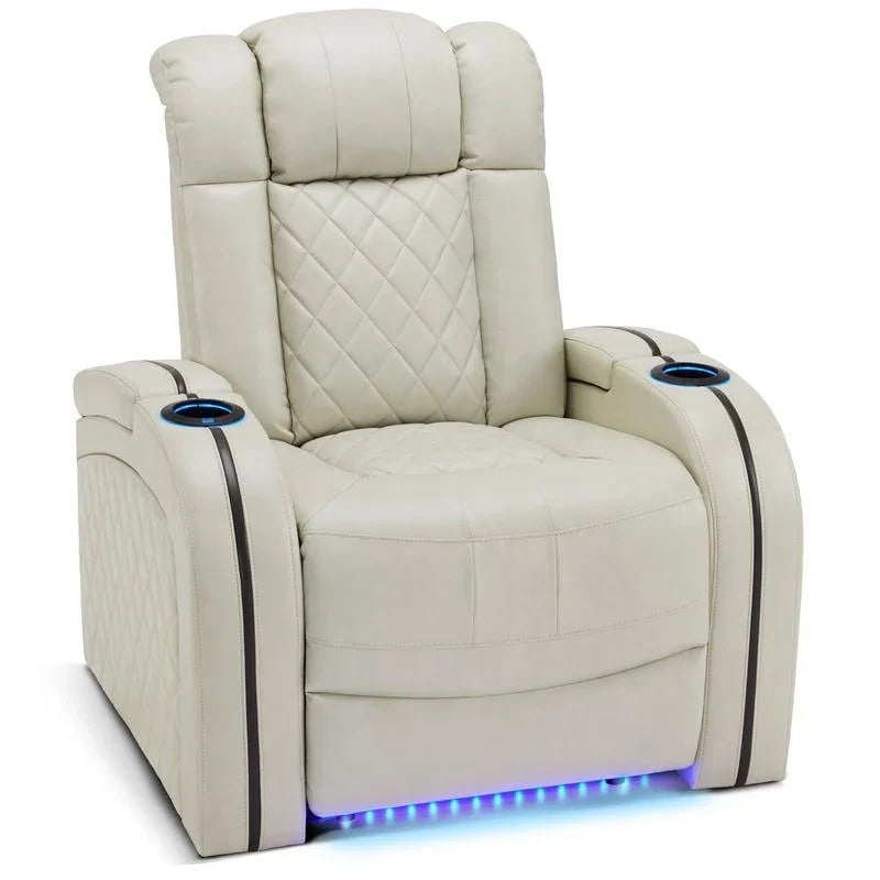 MCombo Fauteuil inclinable électrique avec appui-tête réglable, siège de home cinéma double moteur avec port USB, cuir respirant HTS411