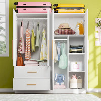 Armoire penderie autoportante de 63 pouces de large avec tiroirs