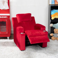 Fauteuil inclinable de luxe pour enfants avec repose-pieds, appuie-tête et 2 porte-gobelets, en microfibre, pour les enfants de 3 ans et plus