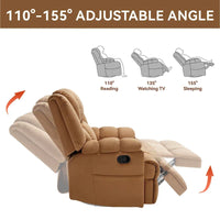 Fauteuil Inclinable Pivotant à Bascule en Tissu Lazy Boy, Grand Fauteuil Inclinable Manuel Surdimensionné avec Accoudoirs Matelassés et Dossier à Coussin