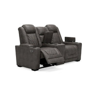 Signature Design by Ashley HyllMont Causeuse inclinable électrique grise avec console - 71.75 L x 39 P x 44 H