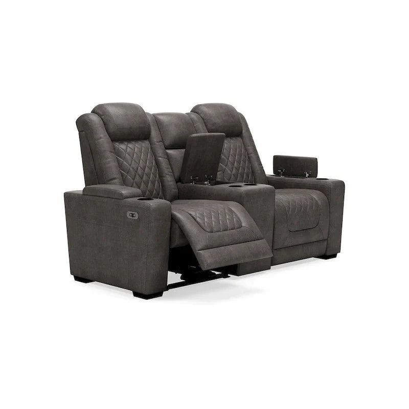 Signature Design by Ashley HyllMont Causeuse inclinable électrique grise avec console - 71.75 L x 39 P x 44 H