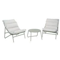 Ensemble salon de jardin 2 personnes Oslow métal vert sauge et coussins gris clair