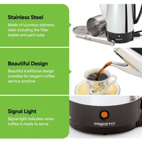 Presto Cafetière en acier inoxydable, percolateur robuste 12 tasses, argent - 2.79