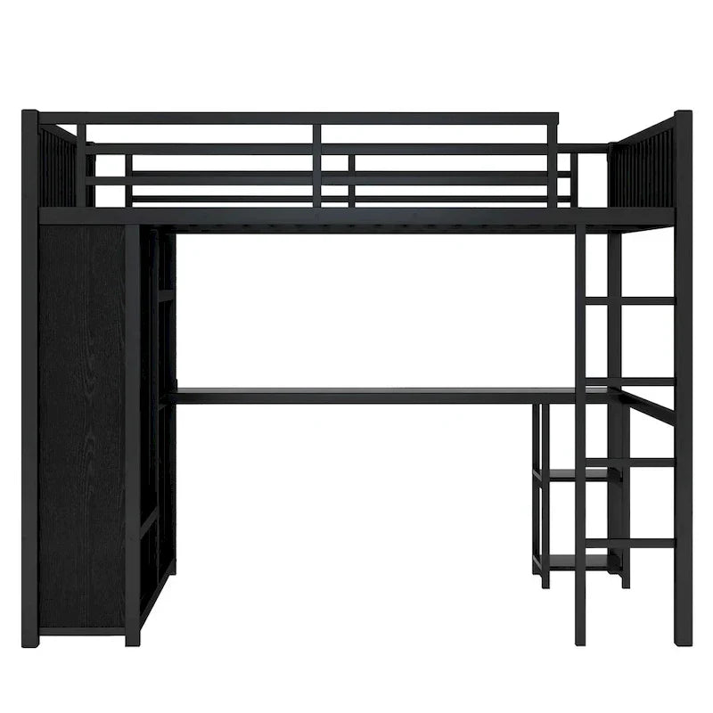 Cadre de lit mezzanine taille Full XL avec penderie intégrée
