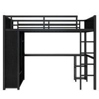 Cadre de lit mezzanine taille Full XL avec penderie intégrée