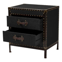 Table d'appoint/Malle de rangement en toile effet vieilli Laura