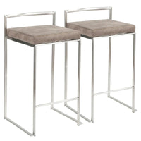 Tabouret de comptoir Silver Orchid Forrest en acier inoxydable empilable et entièrement soudé (lot de 2)