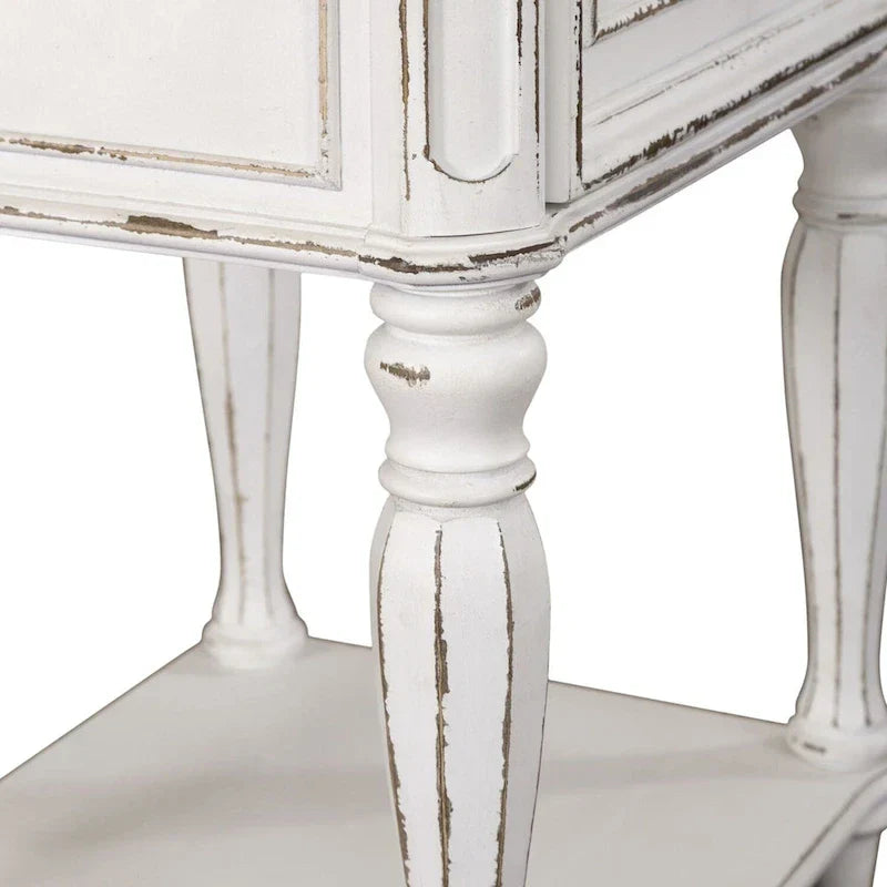 Table de chevet Magnolia Manor à pieds blanc antique
