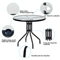 Table ronde de jardin Costway 32 avec plateau en verre trempé