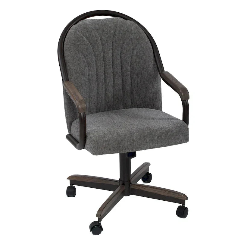 Chaise pivotante et inclinable à roulettes avec coussin pour salle à manger décontractée