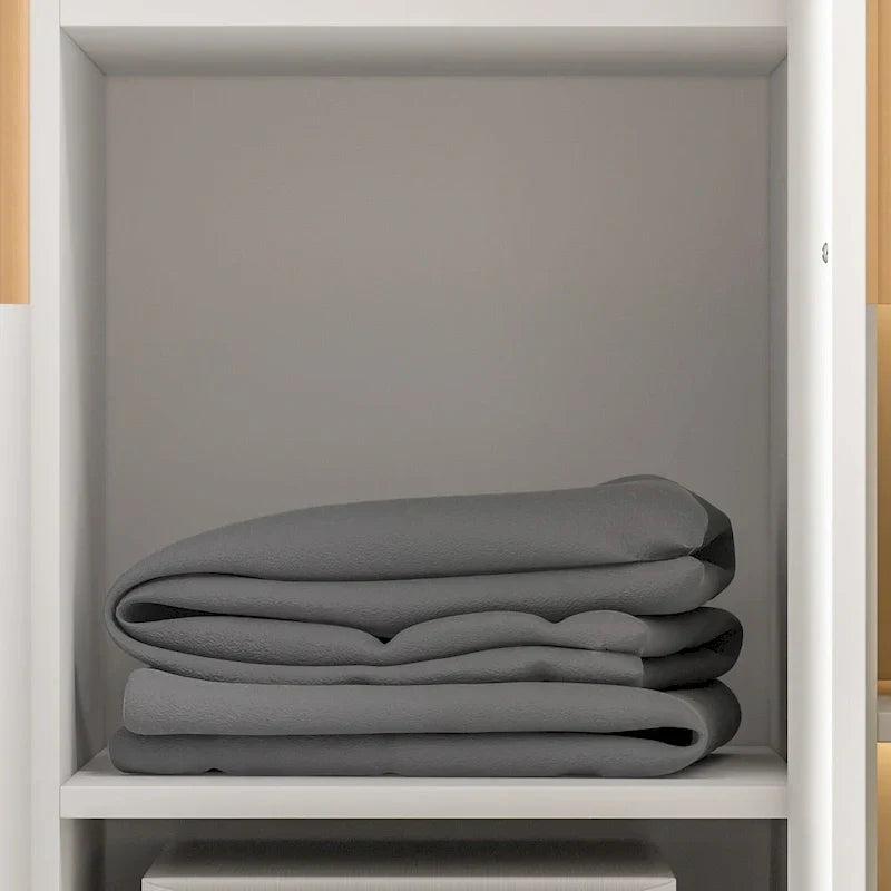 Armoire de rangement en bois avec 6 cubes de rangement et tringle à vêtements