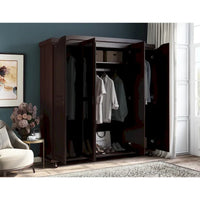 Palace Imports Kyle Armoire 4 portes 100 % en bois massif avec portes en bois massif ou portes miroir