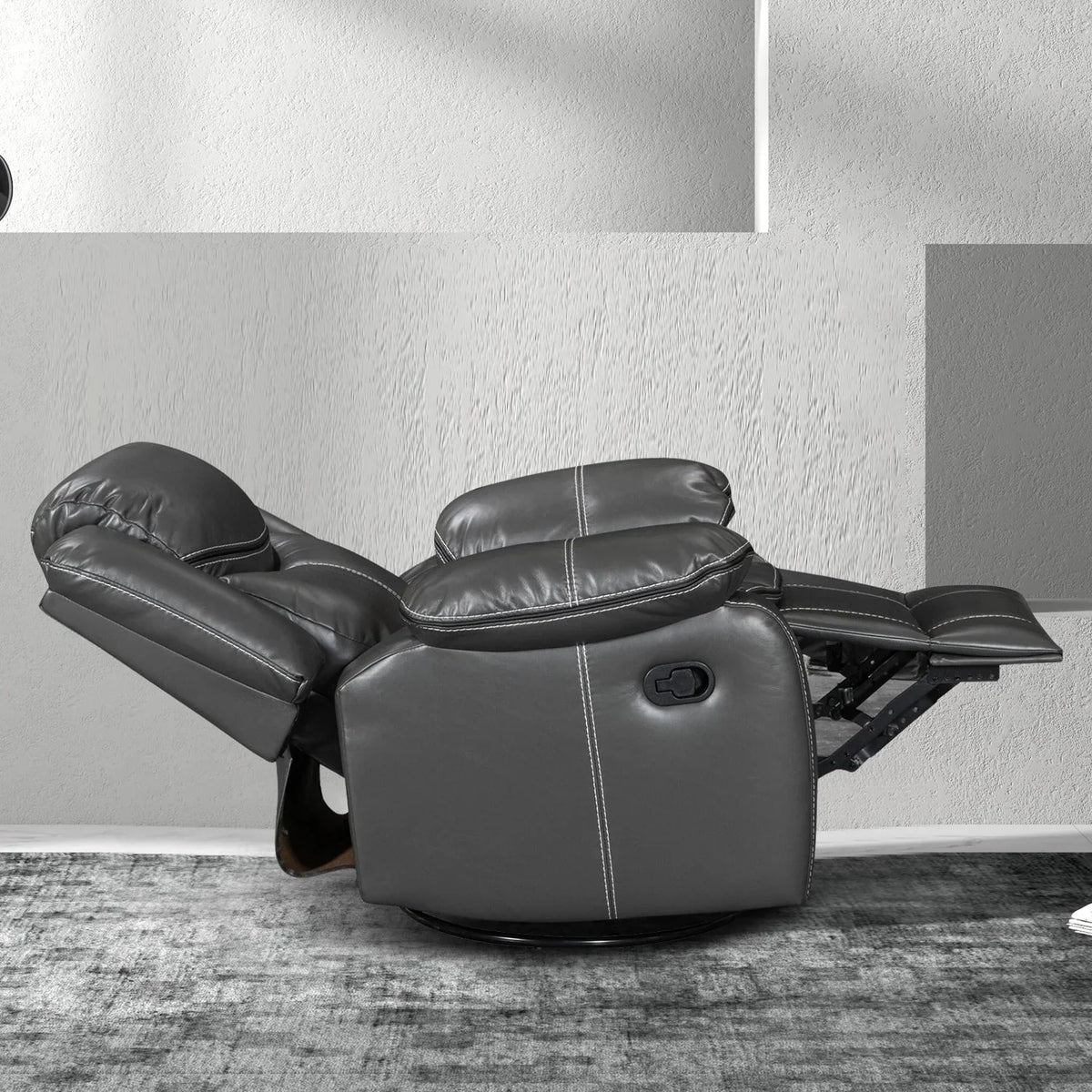 Fauteuil inclinable de massage et chaleur en cuir durable à assise large