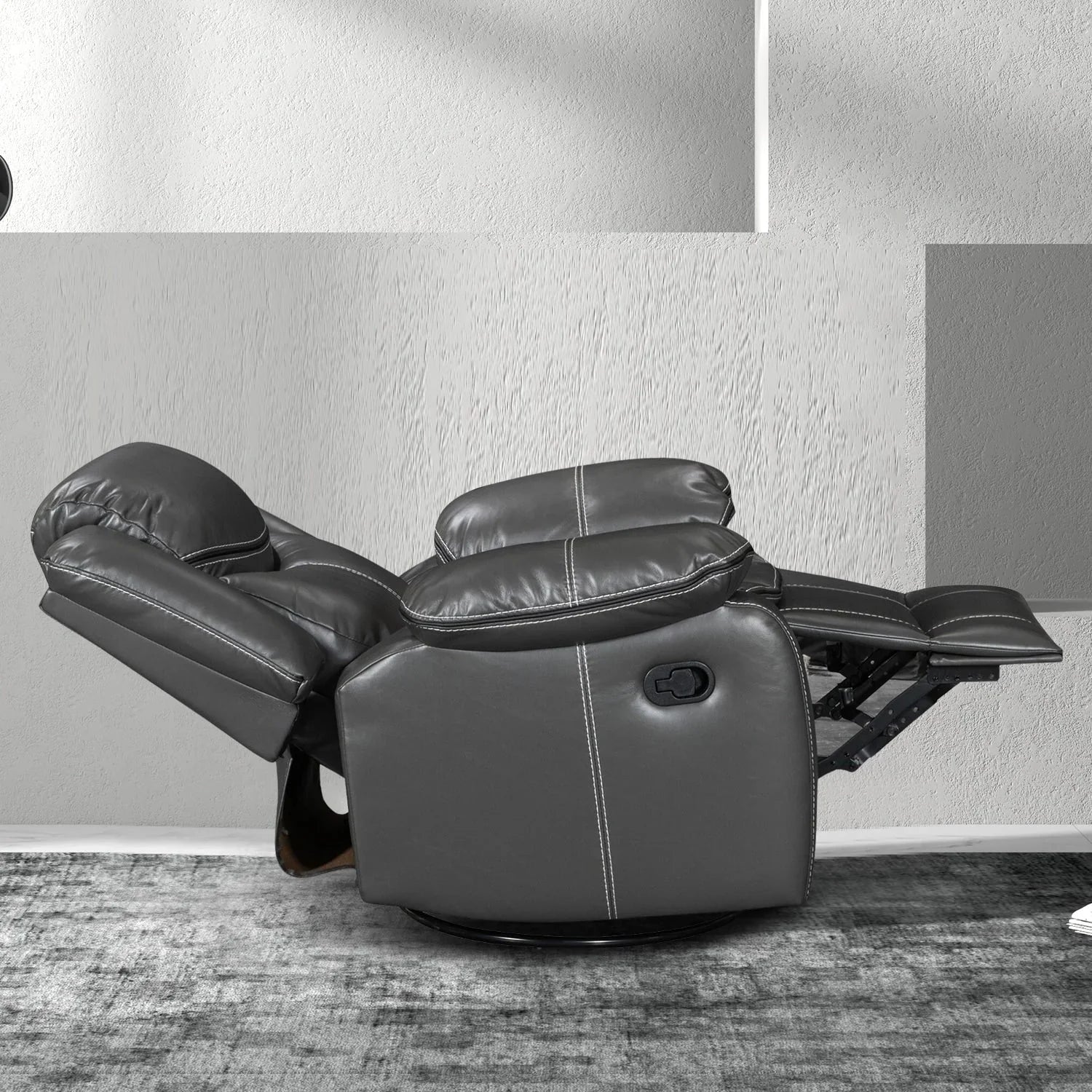 Fauteuil inclinable de massage et chaleur en cuir durable à assise large