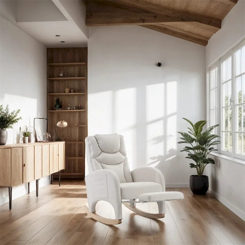 Fauteuil à Bascule d'Allaitement Ergonomique en Tissu avec Repose-Pieds Réglable