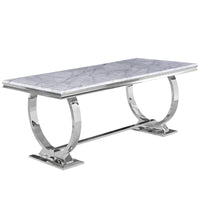 Table de salle à manger moderne avec piètement en U en acier inoxydable