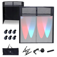 Ensemble de table de cabine DJ portable avec éclairage intégré, étui de transport robuste et dimensions compactes 40x20 pouces