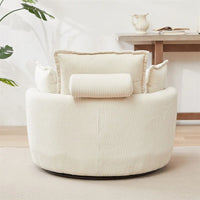 Fauteuil pivotant surdimensionné avec pouf de rangement lune et 4 oreillers