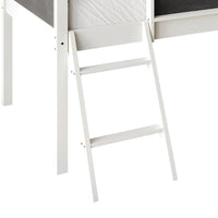 Lit mezzanine bas classique double CraftPorch avec tableau noir, toboggan et échelle