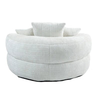 Canapé paresseux à dossier haut en chenille avec 3 coussins et pouf surdimensionné