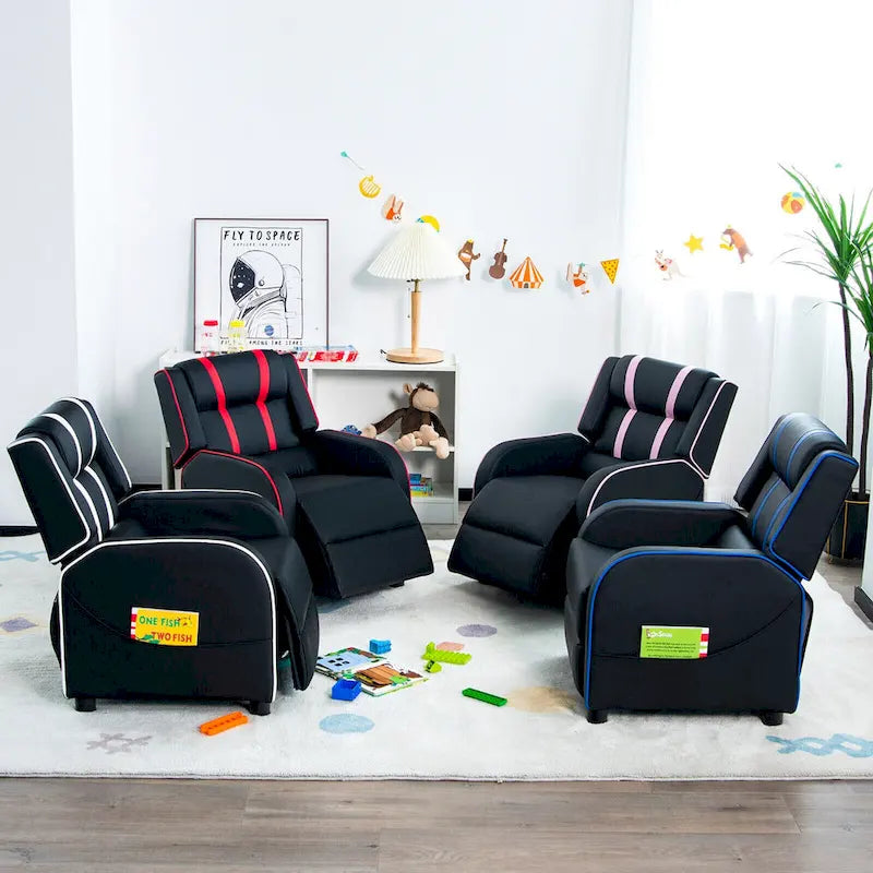 Fauteuil Inclinable Enfant Gymax Ergonomique en Cuir avec Repose-Pieds