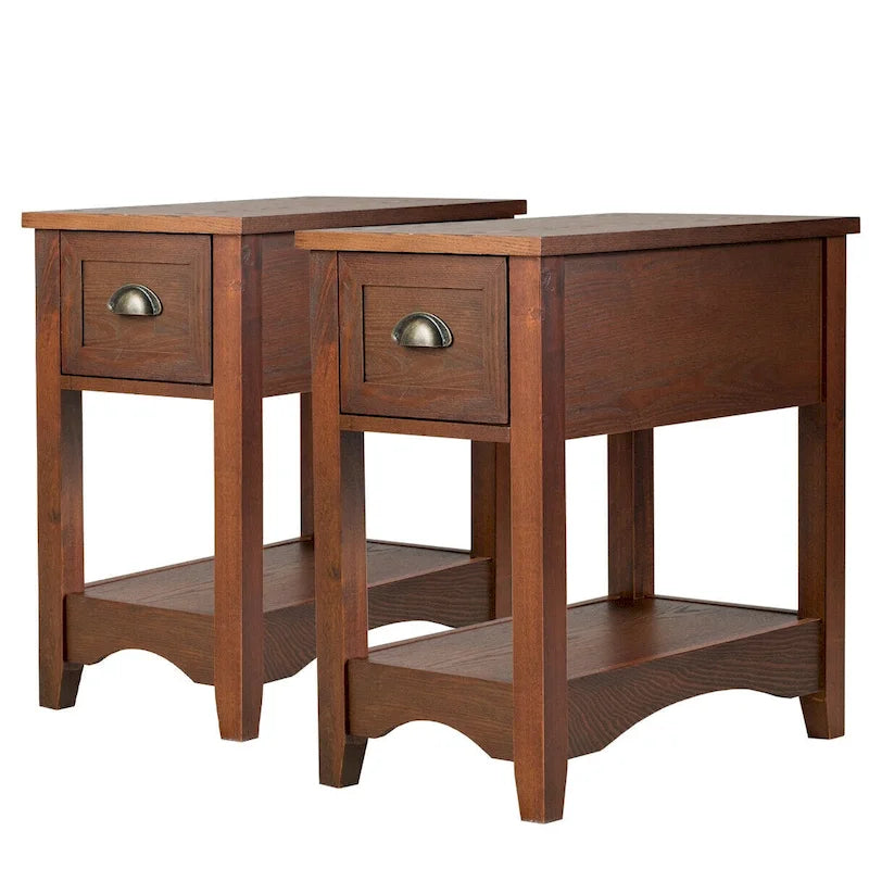 Ensemble de 2 tables d'appoint contemporaines compactes Gymax avec tiroir - 13 X 22 X 23 (L X l X H)