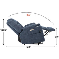 Fauteuil releveur électrique avec massage et chauffage, fauteuils inclinables larges rembourrés Lazy Boy avec USB, ports Type C et 2 porte-gobelets en acier