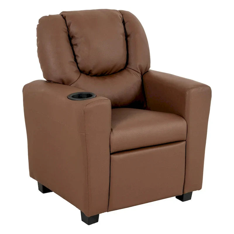 Fauteuil inclinable pour enfants en PVC avec fonction d'inclinaison par poussée, porte-gobelet et repose-pieds confortable