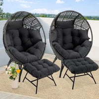 FINCATI Fauteuil Œuf d'intérieur, Fauteuil Œuf d'extérieur 200 kg, Fauteuil Œuf surdimensionné avec pouf, Fauteuil Œuf de luxe confortable avec repose-pieds