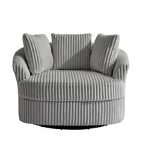 Lot de 2 fauteuils pivotants ronds surdimensionnés en velours côtelé moelleux de 43 po de large avec oreillers